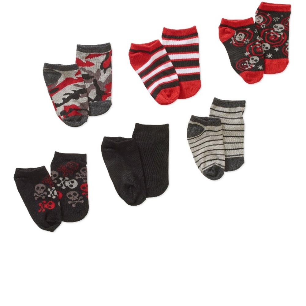 6 pair toddler no show skull socks sm med E43 E102